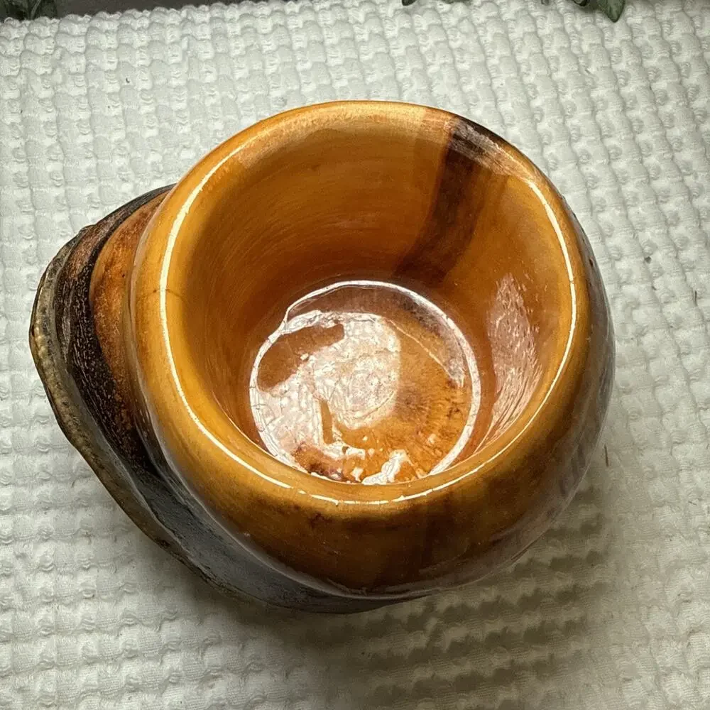 Hand Turned Natural Edge Wood Vase Studio Art Decorative Vessel Rustic 4” Vtg